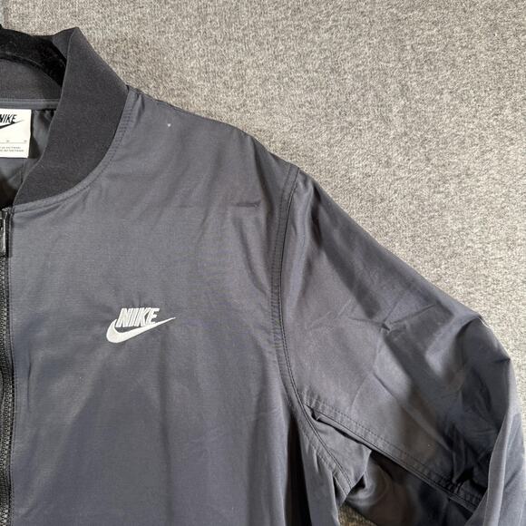 Nike Bomber Jacket Mens Medium Black Zip Woven Unlined Coat Essentials - Picture 7 of 11